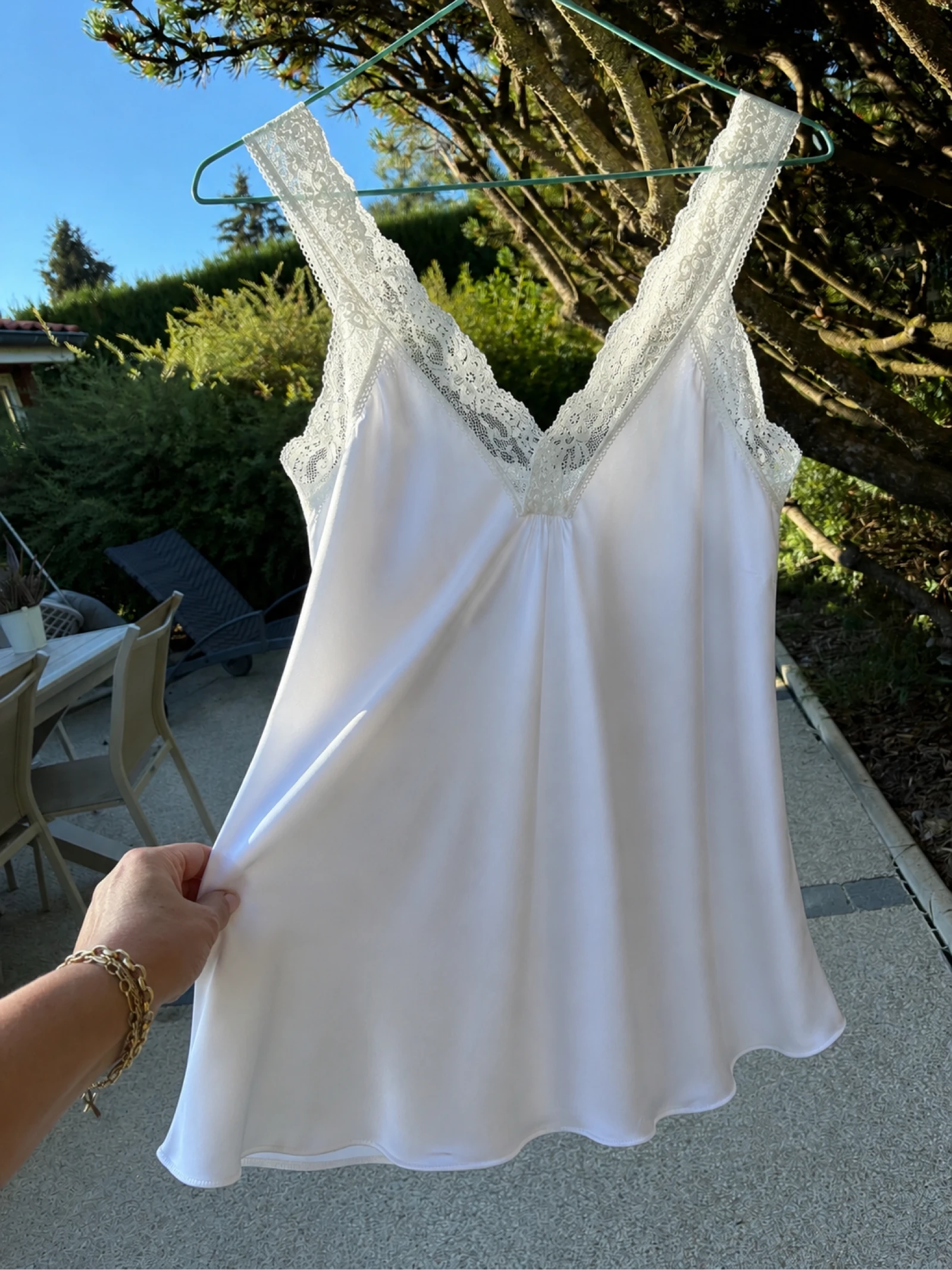 Zijdezachte top Silky - parelmoer wit – photo 5
